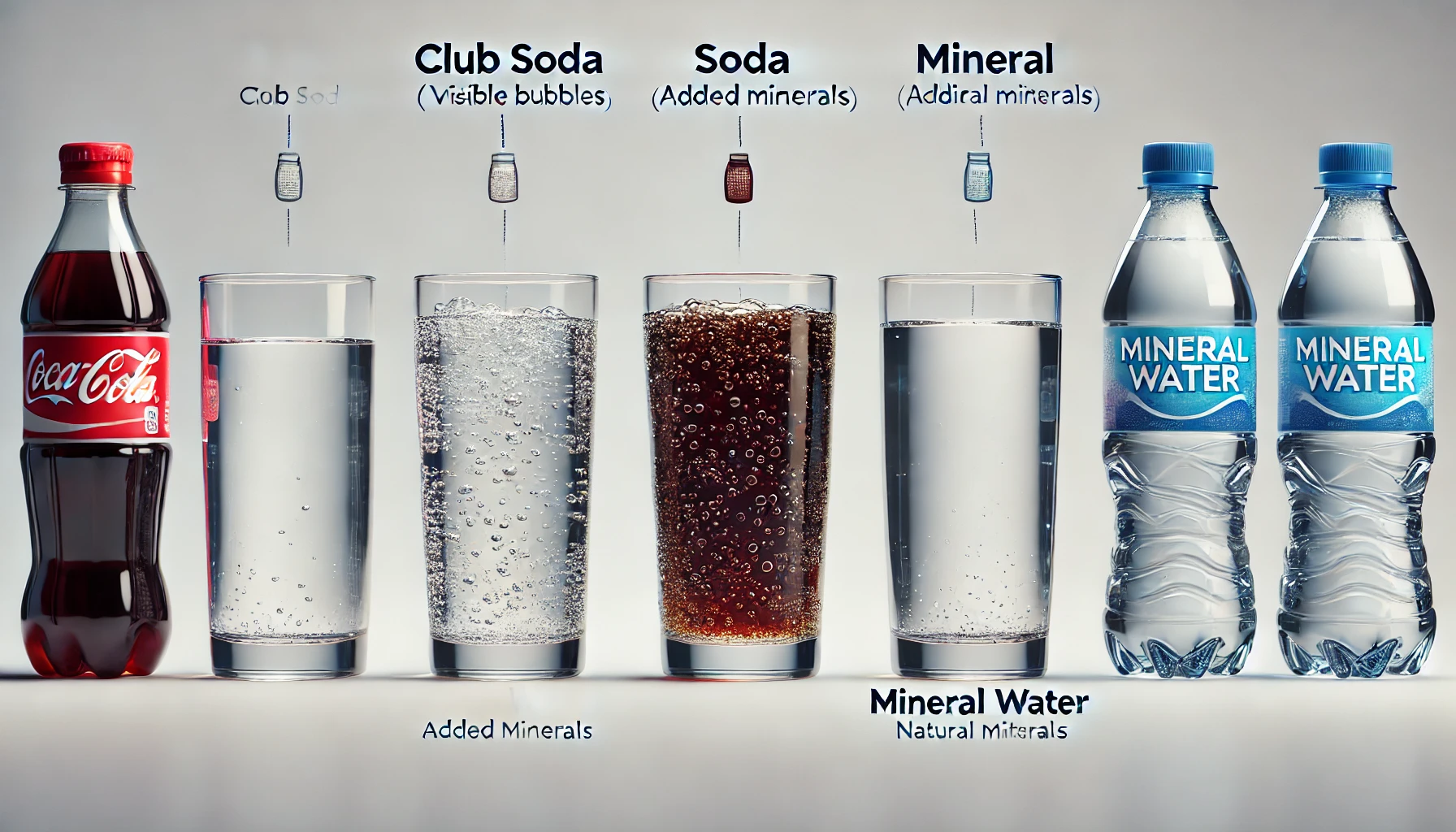 Unterschied zwischen Club Soda, Soda und Mineralwasser